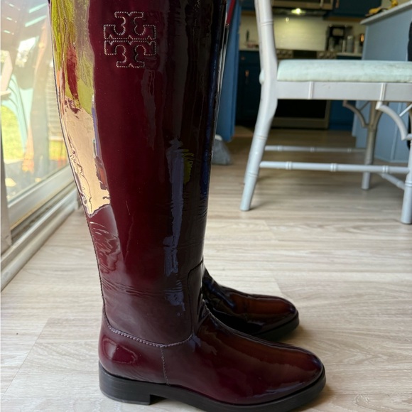Tory Burch Bordeaux (Red) Riding Boots Patent Leather - Picture 5 of 8